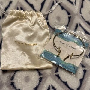 Violet Harper Gold Bangle Bracelet and Earring Set